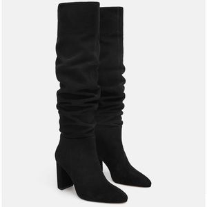 Tall slouchy suede black boots